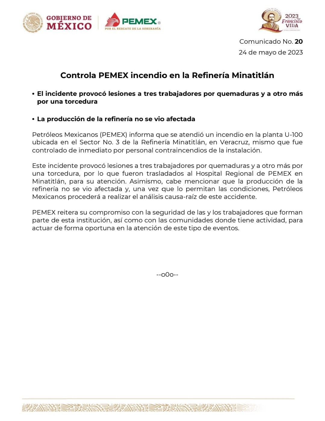 Incendio en Refinería Lázaro Cárdena